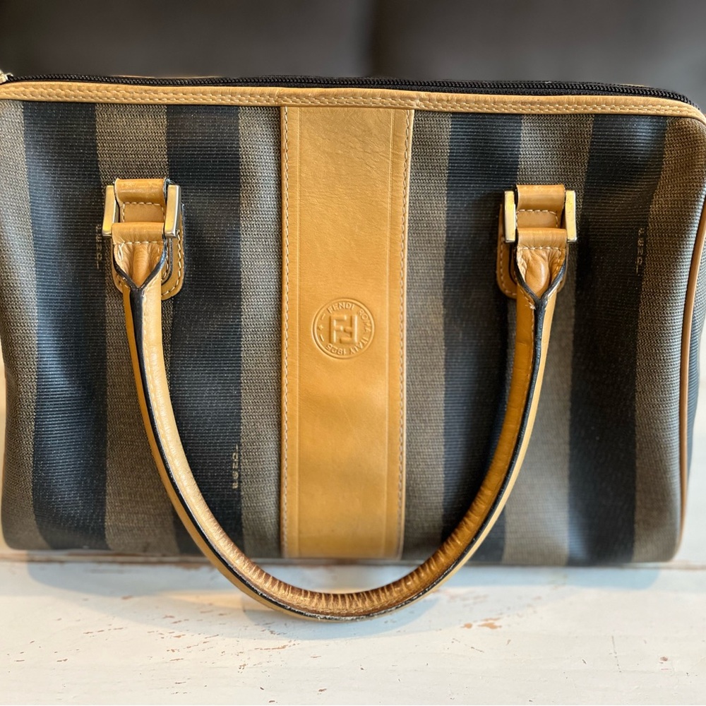 Vintage Fendi 1925 Pequin Boston Satchel